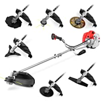 Los mejores  - GREENCUT GGT650X-7 - Desbrozadora de gasolina de 65cc- con 7 Accesorios intercambiables- arnés y barra divisible…